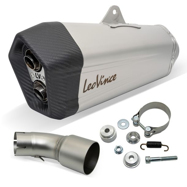LeoVince SLIP-ON LV-12 exhaust muffler with approval, Titanium, Carbon cap for Suzuki V-Strom 1000
