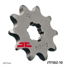 Pinhão JT Sprockets 420 10Z dentes grossos diâmetro interno 13mm /16mm para Yamaha DTR RDM FS1 DTM DTLC, Kawasaki KFX KDX 50 / 80 ccm