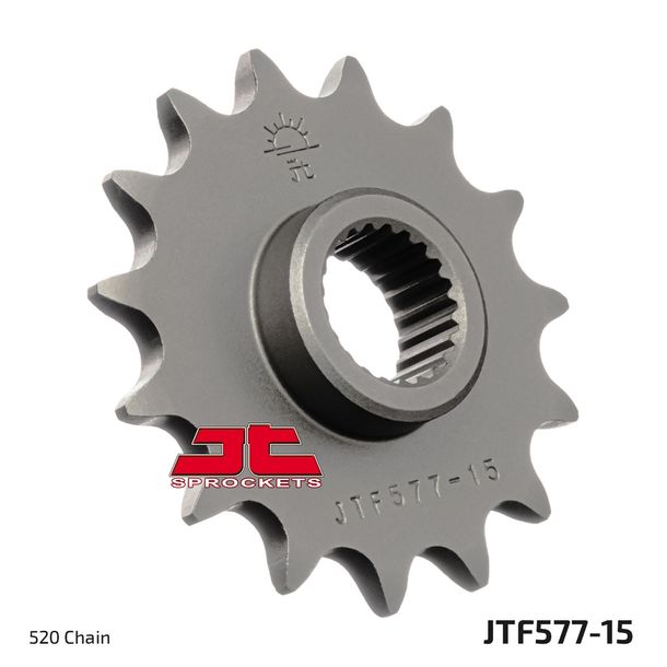 Pignon à dents fines JT Sprockets 520 15T, diamètre intérieur 21,3 mm/23 mm pour MuZ / MZ Baghira Black Panther Streetmoto, Yamaha TT R XT E Z Tenere Année 1987 - 2008