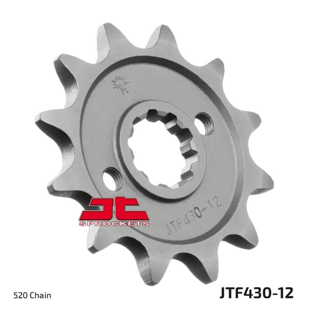 Pignon à dents fines JT Sprockets 520 12T, diamètre intérieur 16,7 mm/20 mm pour Suzuki RM-Z, Kawasaki KX F GSX GT E 250 ccm Année 1979 - 2006