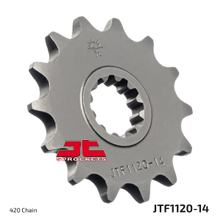 Pastorek JT Sprockets 420 14Z s jemným ozubením vnitřní průměr 17mm / 20mm pro Rieju MRT, Generic Trigger SM Beta RR Enduro Supermoto Aprilia RS CPI RX MRX