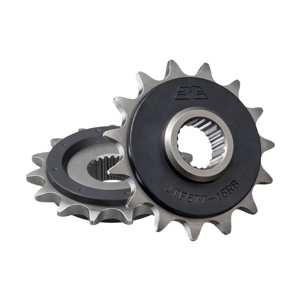 Pignon caoutchouté JT Sprockets 520 15T, diamètre intérieur 21,3 mm/23 mm pour MuZ / MZ Baghira Black Panther Streetmoto, Yamaha TT R XT E Z Tenere Année 1987 - 2008
