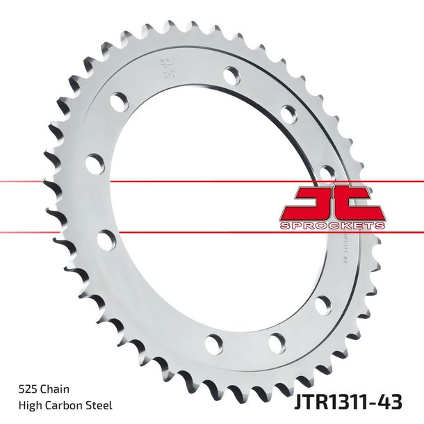 JT Sprockets 525 43Z sprocket inner diameter 145 mm bolt circle 165 mm for Honda VFR NT Hawk Bros 400 / 650 ccm Year 1987 - 1992