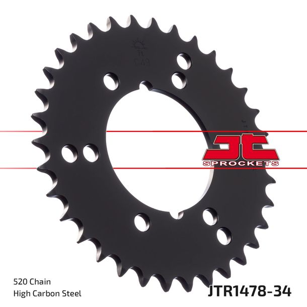 Kettenrad JT Sprockets 520 34Z Innendurchmesser 80mm Lochkreis 104mm für Kawasaki ZX-6R, Polaris Trail Boss Blazer Scrambler X Freedom Xpress Xplorer