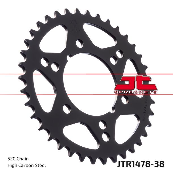 Kettenrad JT Sprockets 520 38Z Innendurchmesser 80mm Lochkreis 104mm für Kawasaki ZX-6R, Polaris Trail Boss Blazer Scrambler X Freedom Xpress Xplorer