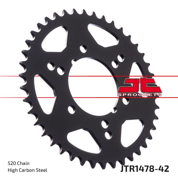 Kettenrad JT Sprockets 520 42Z Innendurchmesser 80mm Lochkreis 104mm für Kawasaki ZX-6R, Polaris Trail Boss Blazer Scrambler X Freedom Xplorer Trial