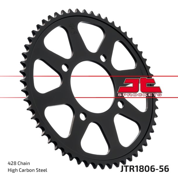 Pignon JT Sprockets 428 56Z, diamètre intérieur 76 mm, cercle de boulons 100 mm pour Suzuki VL Intruder RG Gamma F Wolf 125 ccm Année 1992 - 2008