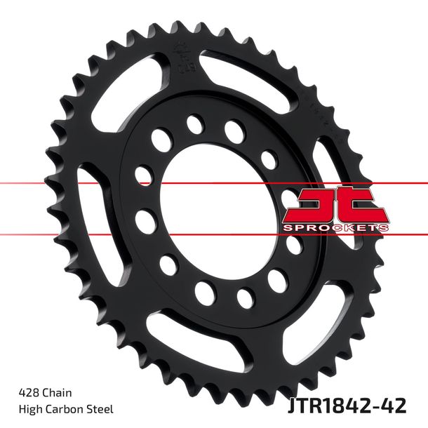Piñón JT Sprockets 428 42Z, diámetro interior 62 mm, círculo de perno 80 mm para Yamaha DT TW E Trailway YZ TY SR SE 80 - 350 ccm Año 1974 - 2015