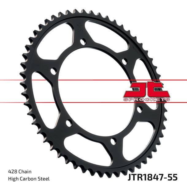 Piñón JT Sprockets 428 55Z, diámetro interior 120 mm, círculo de perno 136 mm para Yamaha TDR R FZR RR 125 - 400 ccm Año 1990 - 2015