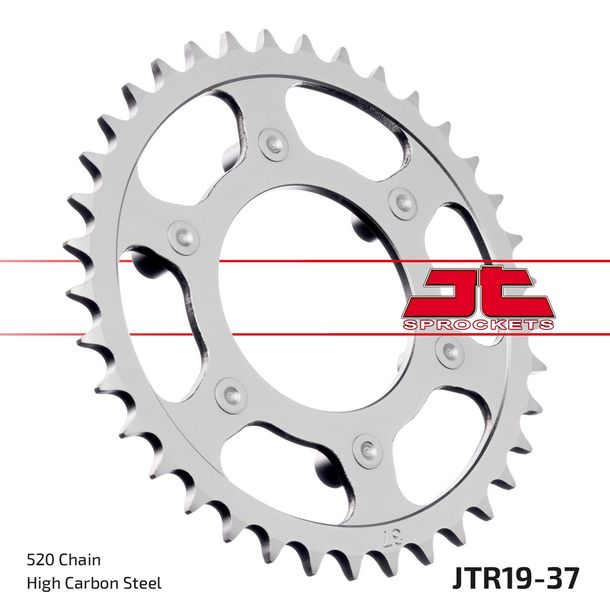 Pignon JT Sprockets 520 37Z, diamètre intérieur 80 mm, cercle de boulons 110 mm pour Aprilia AF 1 Replica Europa 125 ccm Année 1988 - 1992