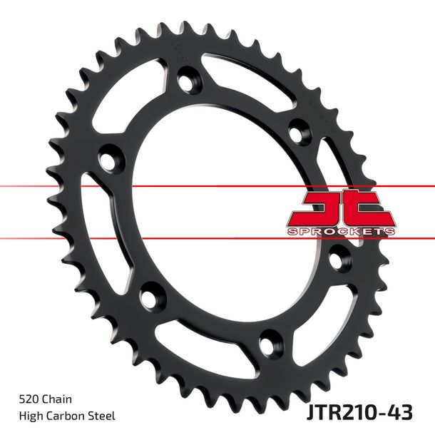 JT Sprockets 520 43Z sprocket inner diameter 125 mm bolt circle 153 mm for Honda CR R CRF L Rally, HM CRE F XR RX 125 - 650 ccm Year 1983 - 2021