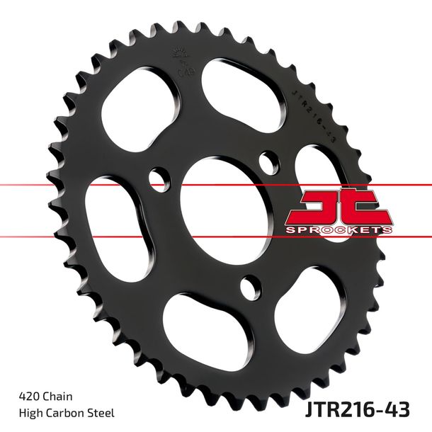 Pignon JT Sprockets 420 43Z, diamètre intérieur 50 mm, cercle de boulons 72 mm pour Honda NSR 50 ccm Année 1997