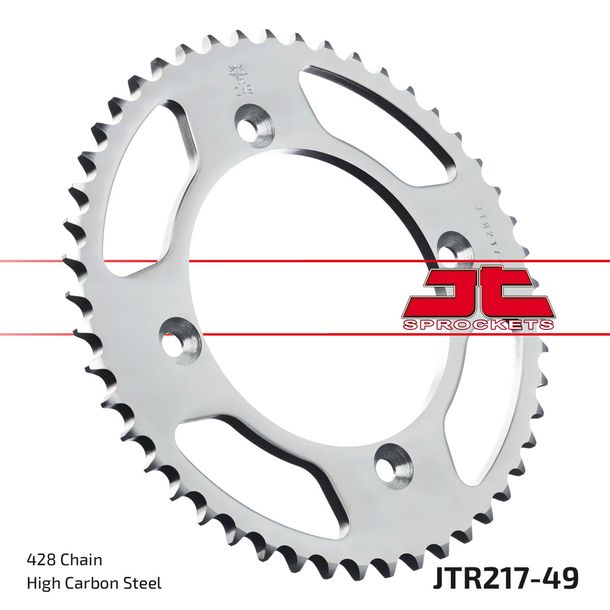 Pignon JT Sprockets 428 49Z, diamètre intérieur 110 mm, cercle de boulons 130 mm pour Honda CR R 80 / 85 ccm Année 1986 - 2008