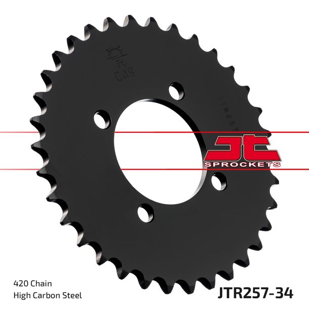 Piñón JT Sprockets 420 34Z, diámetro interior 54 mm, círculo de perno 70 mm para Honda C LA Cub Z 50 ccm Año 1977 - 1986