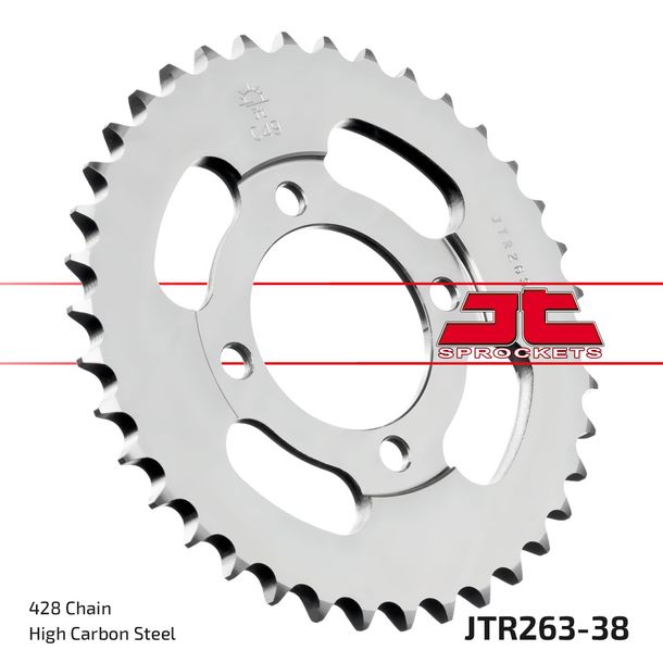 Kettenrad JT Sprockets 428 38Z Innendurchmesser 54mm Lochkreis 70mm für FKM Mini Scrambler 125 ccm Bj. 2019 - 2021