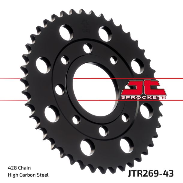 JT Sprockets 428 43Z binnendiameter 58 mm boutcirkel 90 mm voor Kymco Zing K-pipe, Daelim VC Advance VT VS Brixton Crossfire Honda MSX Roadwin