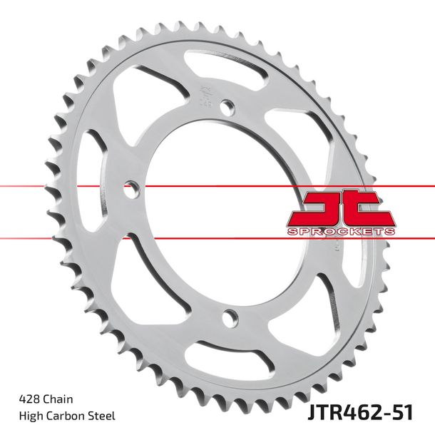 Pignon JT Sprockets 428 51Z, diamètre intérieur 100 mm, cercle de boulons 116 mm pour Kawasaki KX 80 / 85 ccm Année 1986 - 2014