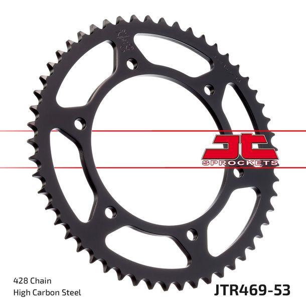 Piñón JT Sprockets 428 53Z, diámetro interior 120 mm, círculo de perno 140 mm para Kawasaki KE 175 ccm Año 1979 - 1982