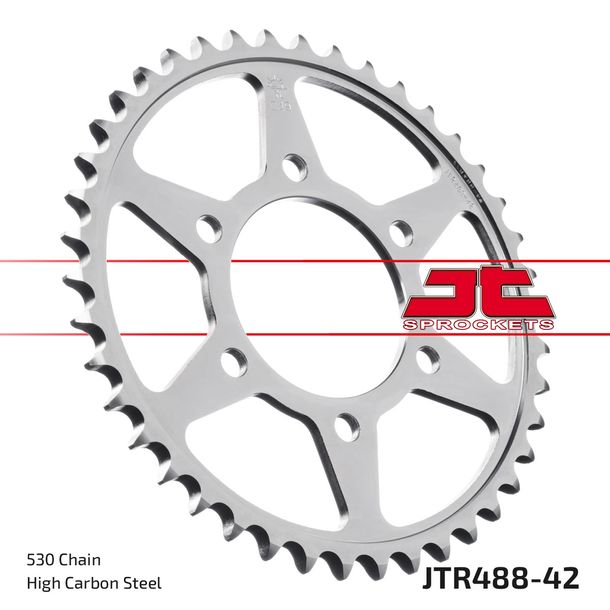 Piñón JT Sprockets 530 42T, diámetro interior 80 mm, círculo de perno 104 mm para Kawasaki ZX-9R Ninja ZRX S R ZXR ZX-12 ZR A 400 - 1200 ccm Año 1976 - 2006