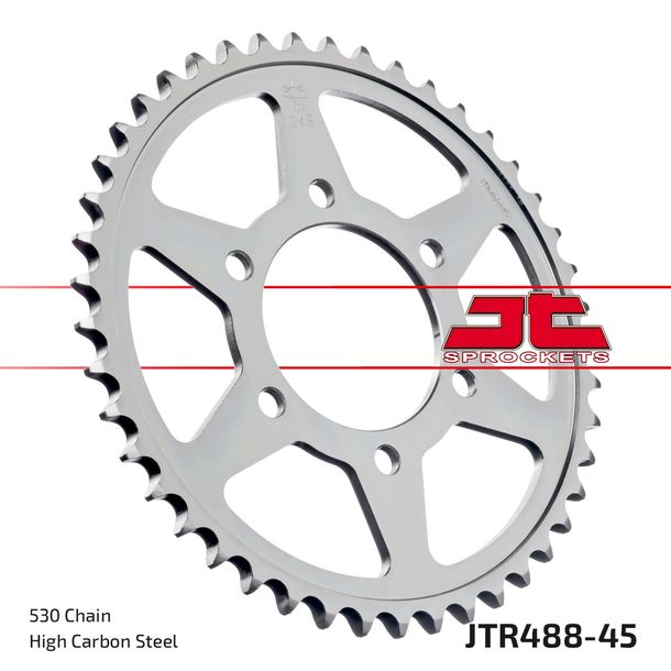 JT Sprockets 530 45Z sprocket inner diameter 80mm bolt circle 104mm for Kawasaki ZX-9R Ninja ZRX S R ZXR ZX-12 ZR A 400 - 1200 ccm Year 1976 - 2006