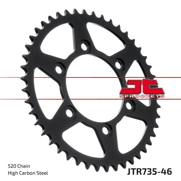 Piñón JT Sprockets 520 46Z, diámetro interior 100 mm, círculo de perno 124 mm para Ducati Monster i.e. Dark SS FE Carenata i.e S 350 - 907 ccm Año 1988 - 2014