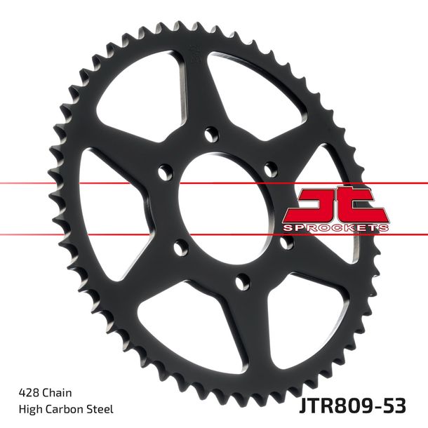 Pignon JT Sprockets 428 53Z, diamètre intérieur 64 mm, cercle de boulons 84 mm pour Kreidler Supermoto DT, Suzuki DR S SE TS X ER Enduro 125 ccm Année 1973 - 2008