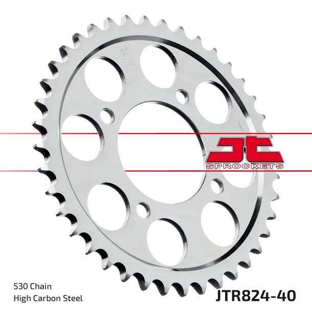 Pignon JT Sprockets 530 40Z, diamètre intérieur 76 mm, cercle de boulons 100 mm pour Suzuki GSX F RG Gamma 500 / 600 ccm Année 1986 - 1989