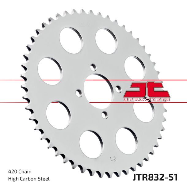 JT Sprockets 420 51Z tandwiel binnendiameter 44 mm boutcirkel 60 mm voor Yamaha DTR RDM DT LC 2 FS1 DTM DTLC TY M FS SE 50/80 ccm