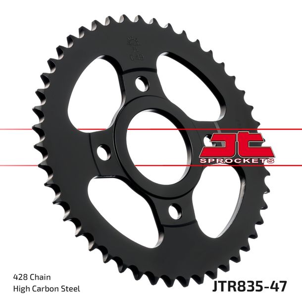 Pignon JT Sprockets 428 47Z, diamètre intérieur 54 mm, cercle de boulons 92 mm pour Yamaha SR SE RD LC 80 / 125 ccm Année 1982 - 2002