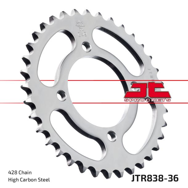 Pignon JT Sprockets 428 36Z, diamètre intérieur 64 mm, cercle de boulons 80 mm pour Yamaha YBR ED SPD Custom RD DX RS, SYM XS 100 / 125 ccm Année 1975 - 2016