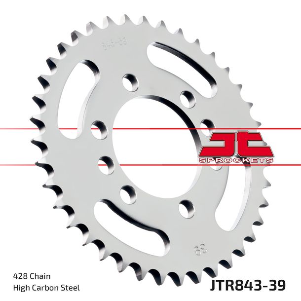 Pignon JT Sprockets 428 39Z, diamètre intérieur 62 mm, cercle de boulons 80 mm pour Yamaha DT LC 2 LC-2 MX 80 - 175 ccm Année 1978 - 1984