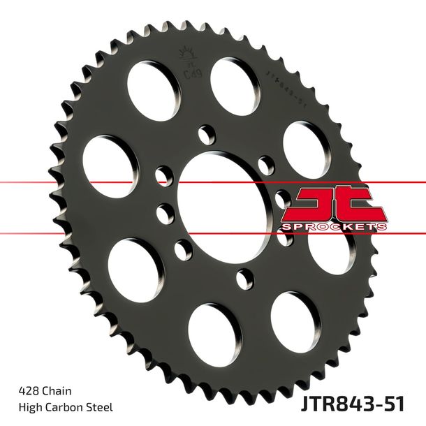 Kettenrad JT Sprockets 428 51Z Innendurchmesser 62mm Lochkreis 80mm für Yamaha DT LC 2 LC-2 MX 80 - 175 ccm Bj. 1978 - 1984