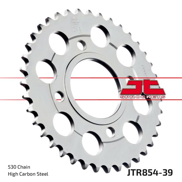 Piñón JT Sprockets 530 39T, diámetro interior 74 mm, círculo de perno 110 mm para Yamaha XS RD 250 - 400 ccm Año 1977 - 1983