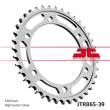Pinhão JT Sprockets 530 39 dentes Diâmetro interno 125mm Círculo de furos 145mm para Yamaha FZR Genesis FZ A R Competition 600 / 750 ccm Ano 1985 - 1994