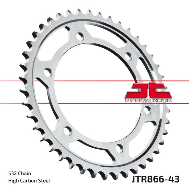 Pignon JT Sprockets 532 43Z, diamètre intérieur 130 mm, cercle de boulons 150 mm pour Yamaha YZF R Thunderace FZR Exup XJR SP GTS Omega A Competition Année 1987 - 2002