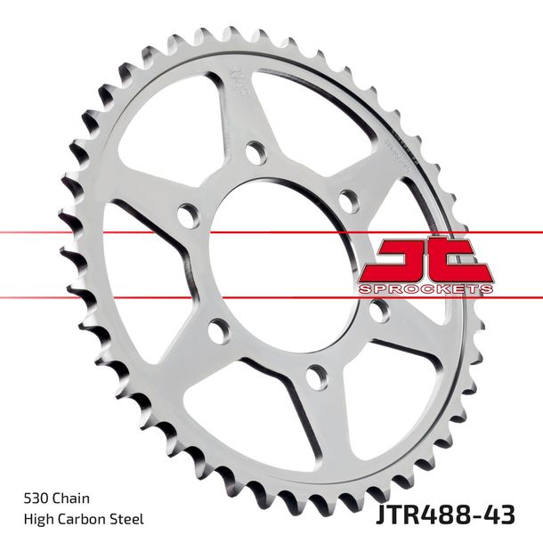 JT Sprockets 530 43Z sprocket inner diameter 80mm bolt circle 104mm for Kawasaki ZX-9R Ninja ZRX S R ZXR ZX-12 ZR A 400 - 1200 ccm Year 1976 - 2006