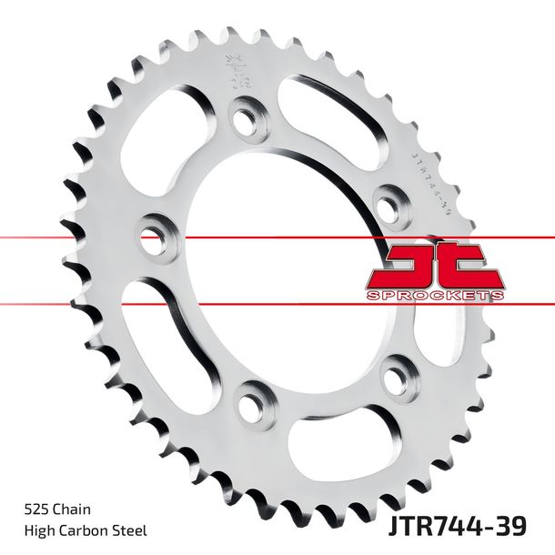Pignon JT Sprockets 525 39T, diamètre intérieur 100 mm, cercle de boulons 124 mm pour Ducati S R 749 / 999 ccm Année 2003 - 2007