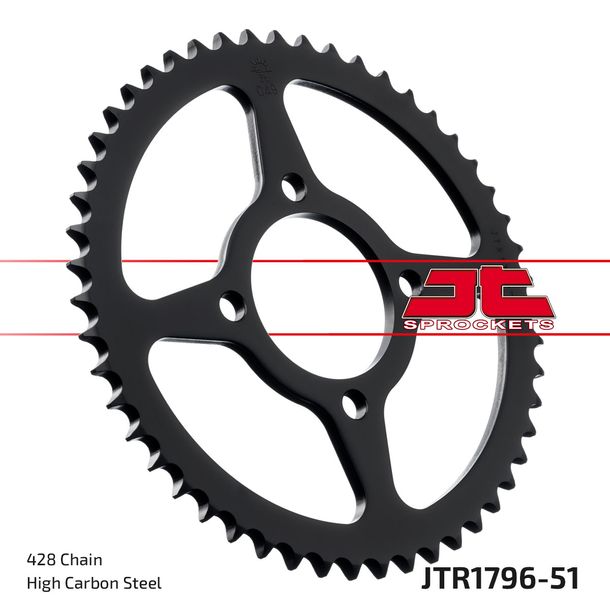 Pignon JT Sprockets 428 51Z, diamètre intérieur 64 mm, cercle de boulons 84 mm pour Suzuki RV Van 125 ccm Année 2003 - 2017
