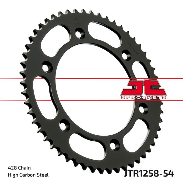 Pignon JT Sprockets 428 54Z, diamètre intérieur 125 mm, cercle de boulons 153 mm pour Honda XR L 125 ccm Année 2003 - 2008