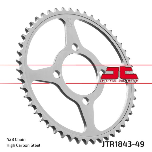 JT Sprockets 428 49Z, diametro interno 62 mm, bullone circolare 80 mm per Yamaha TT-R 125 ccm Anno 2000 - 2021
