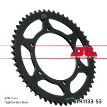 Zębatka JT Sprockets 420 53Z średnica wewnętrzna 108mm rozstaw śrub 123mm dla Aprilia SX, Derbi Senda SM DRD X-Treme Pro Racing R RS4 Ltd Edition RS Motorhispania