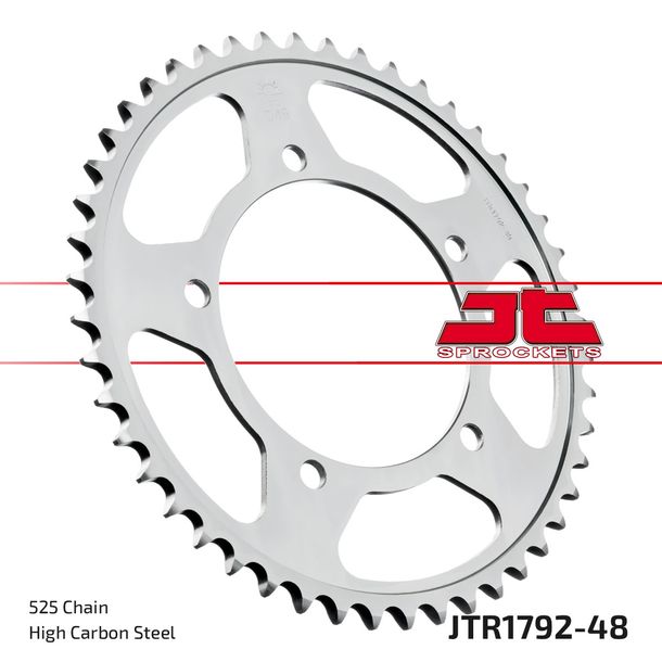 Pignon JT Sprockets 525 48Z, diamètre intérieur 120 mm, cercle de boulons 140 mm pour Suzuki GSX-R GSR 600 - 1050 ccm Année 2000 - 2022