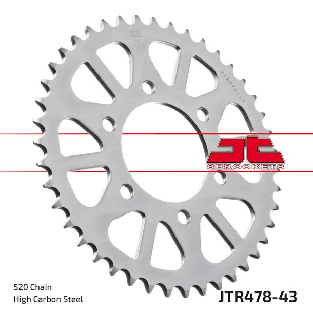 JT Sprockets 520 43Z tandwiel voor Yamaha YZF-R6, Kawasaki ZX-6R 250 - 1000 cc bouwjaar 1984 - 2022