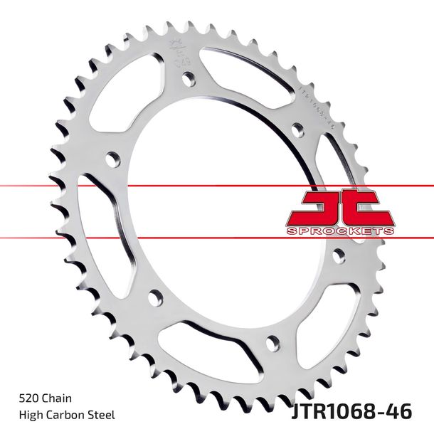 Piñón JT Sprockets 520 46Z, diámetro interior 142 mm, círculo de perno 164 mm para Hyosung GT i Naked GD R i N 250 ccm Año 2004 - 2017