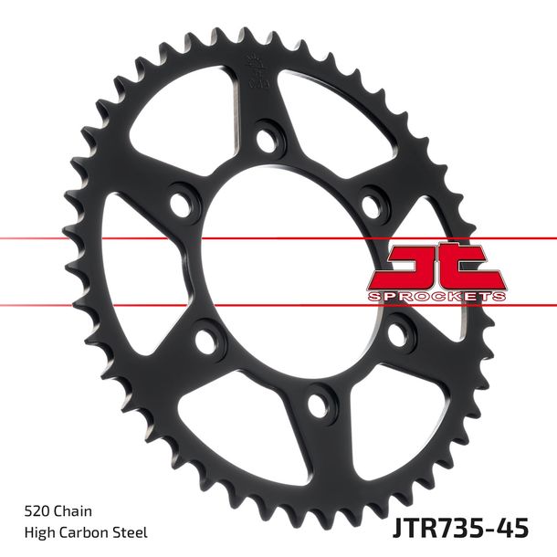 Pignon JT Sprockets 520 45Z, diamètre intérieur 100 mm, cercle de boulons 124 mm pour Ducati Monster i.e. Dark SS FE Carenata i.e S 350 - 907 ccm Année 1988 - 2014