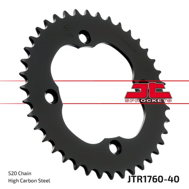 Pignon JT Sprockets 520 40Z, diamètre intérieur 113 mm, cercle de boulons 137 mm pour Suzuki LT-Z Quadsport LT-R Quadracer 400 / 450 ccm