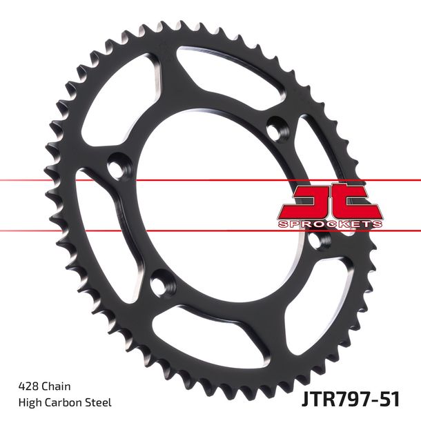 Kettenrad JT Sprockets 428 51Z Innendurchmesser 108mm Lochkreis 128mm für Suzuki DR-Z L L2 125 ccm Bj. 2007 - 2021