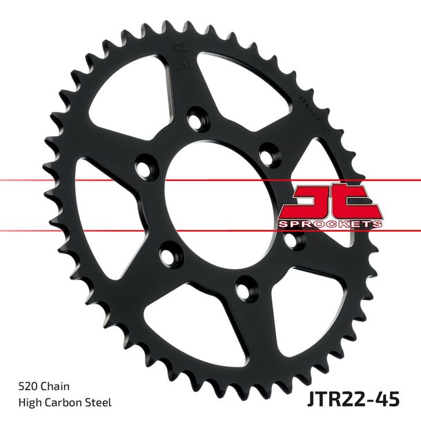Pignon JT Sprockets 520 45Z, diamètre intérieur 80 mm, cercle de boulons 106 mm pour Aprilia SX MX RX ETX N P Tuareg Rally M 125 ccm Année 1989 - 2014