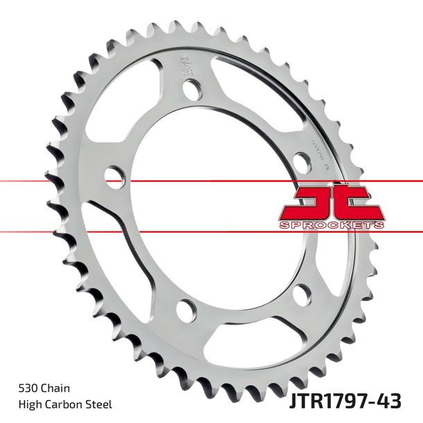 Pignon JT Sprockets 530 43Z, diamètre intérieur 120 mm, cercle de boulons 140 mm pour Suzuki GSX GSX-R Hayabusa 1300 / 1400 ccm Année 2002 - 2007