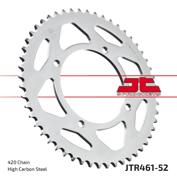 Pignon JT Sprockets 420 52Z, diamètre intérieur 100 mm, cercle de boulons 116 mm pour Kawasaki KX 80 / 85 ccm Année 1986 - 2022